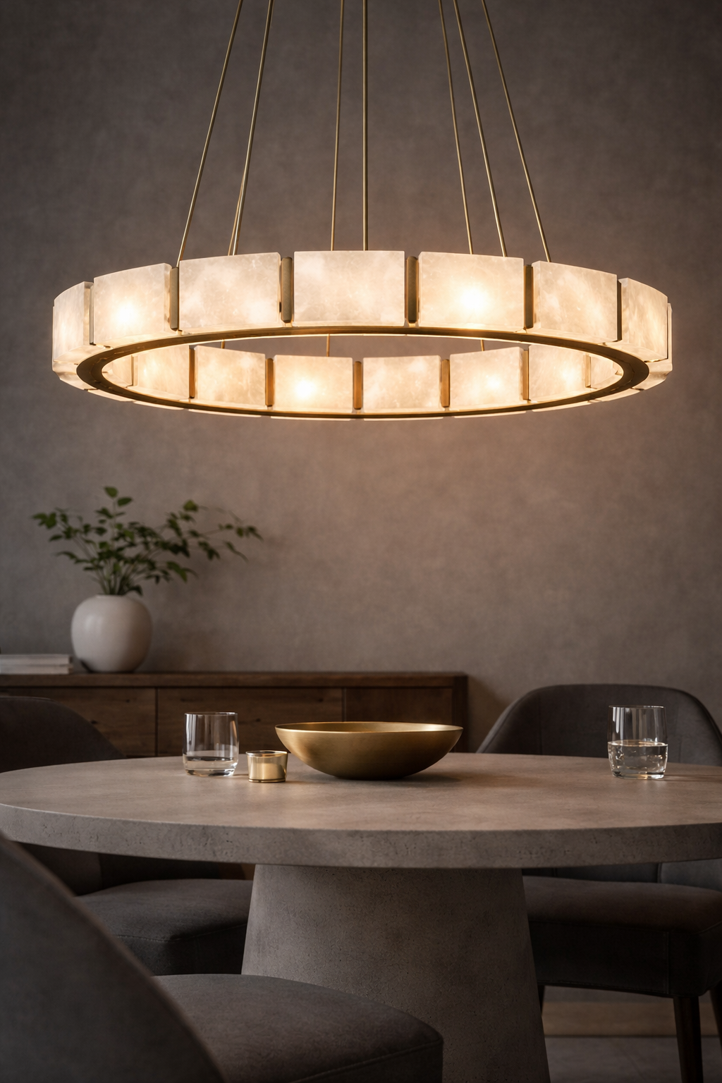 Halo Alabaster Ring Chandelier by Hyunbae Lighting
